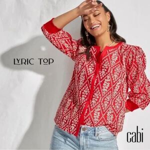 Cabi Red Eyelet Lyric Top Size Small